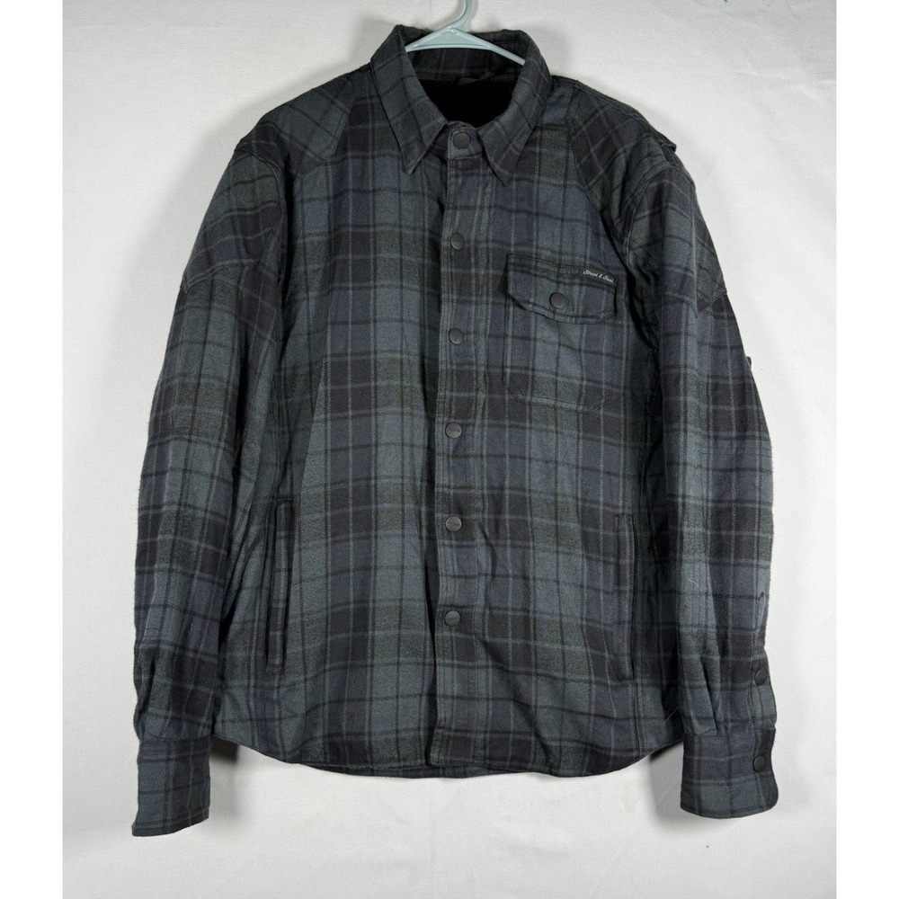 Street & Steel Armored Motorcycle Riding Shirt Jacket Mens Medium Plaid Padded